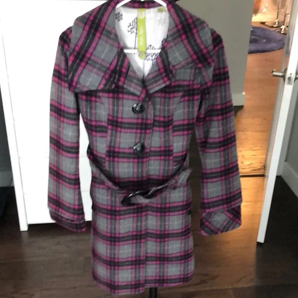 Soia & Kyo pink plaid coat - XS - Picture 2 of 6
